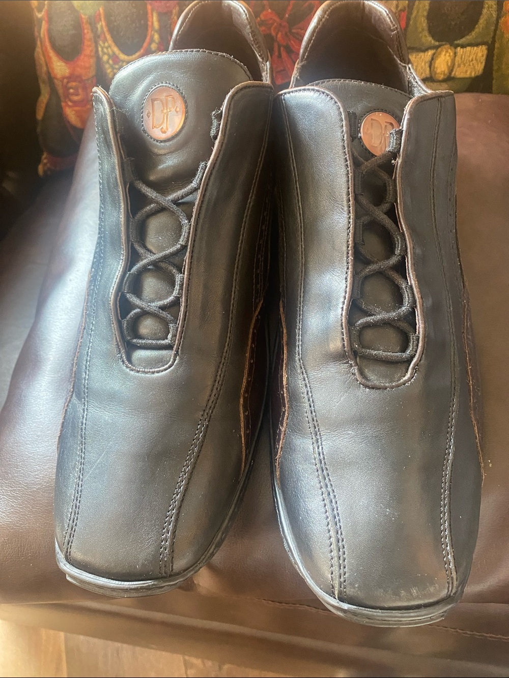 Donald J. Pliner Black Leather Slip-On Loafers